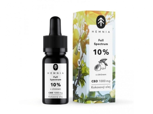 Hemnia punospektarno CBD MCT kokosovo ulje 10%, 1000 mg, 10 ml, limun
