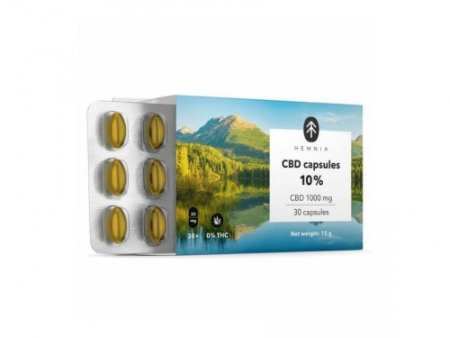 Hemnia CBD kapsule 10%, 1000 mg, 30 ks x 33,3 mg CBD