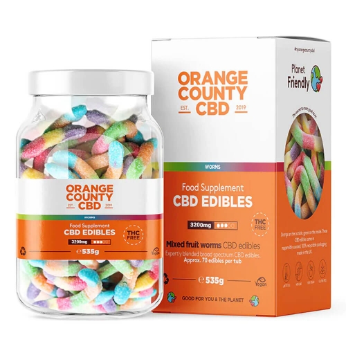 Orange County CBD gumeni bomboni s crvima, 70 kom, 3200 mg CBD-a, 535 g
